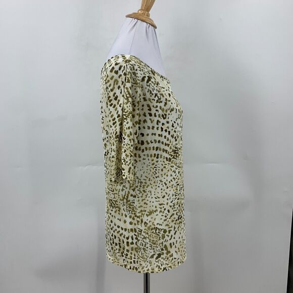 Max Mara Leopard Top Women XL Extra Large Mid Sleeves Boat Neck Made Italy *READ - Picture 5 of 12